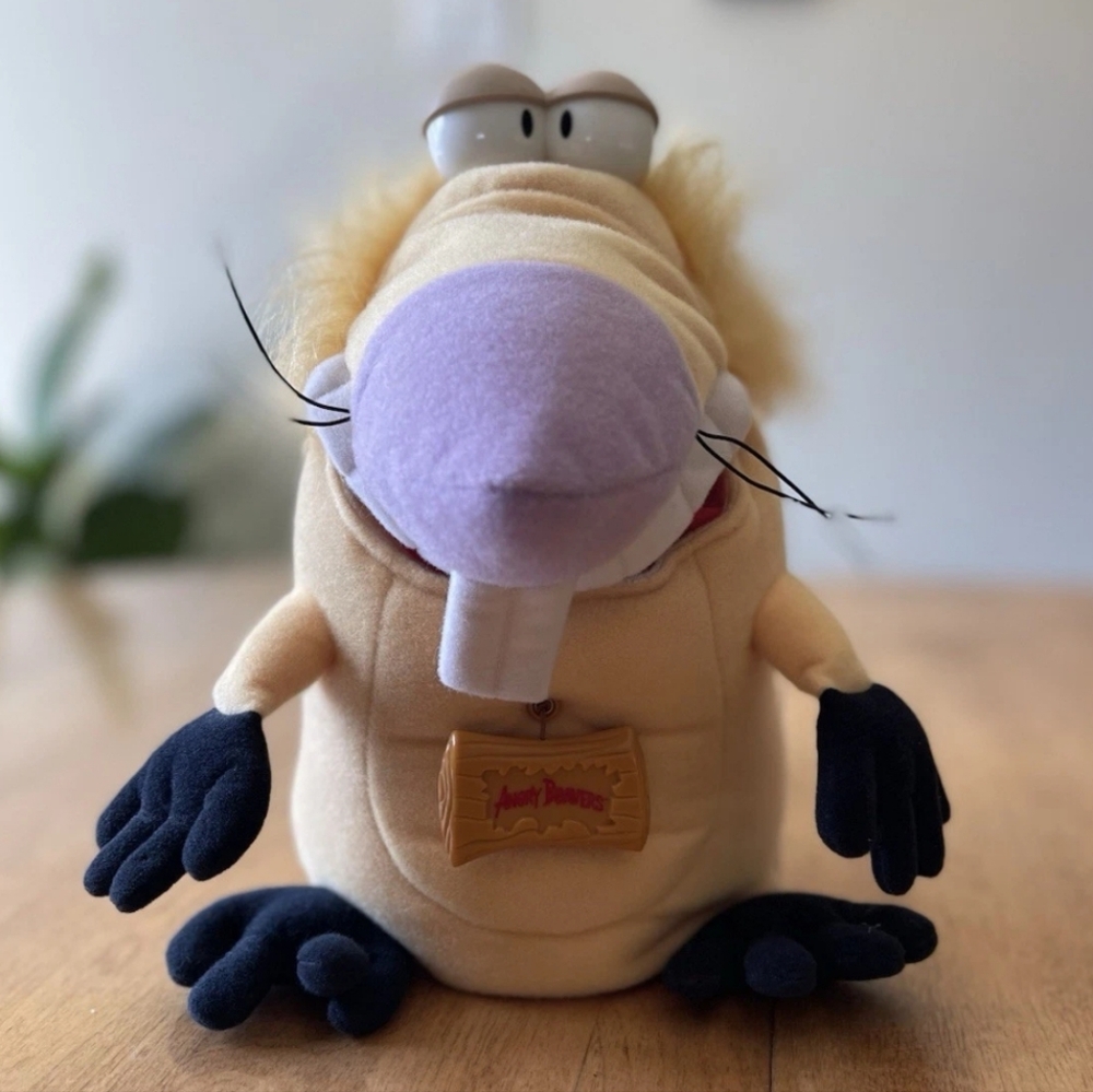 1998 Nickelodeon Mattel Angry Beavers Teeth Chattering Norbert Plush Toy Vintage